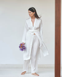 Lotus Kimono - Silk Viscose - Pearl White Tiyara Soul Wear