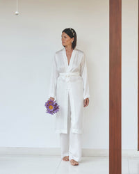 Lotus Kimono - Silk Viscose - Pearl White Tiyara Soul Wear