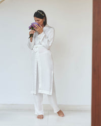 Lotus Kimono - Silk Viscose - Pearl White Tiyara Soul Wear