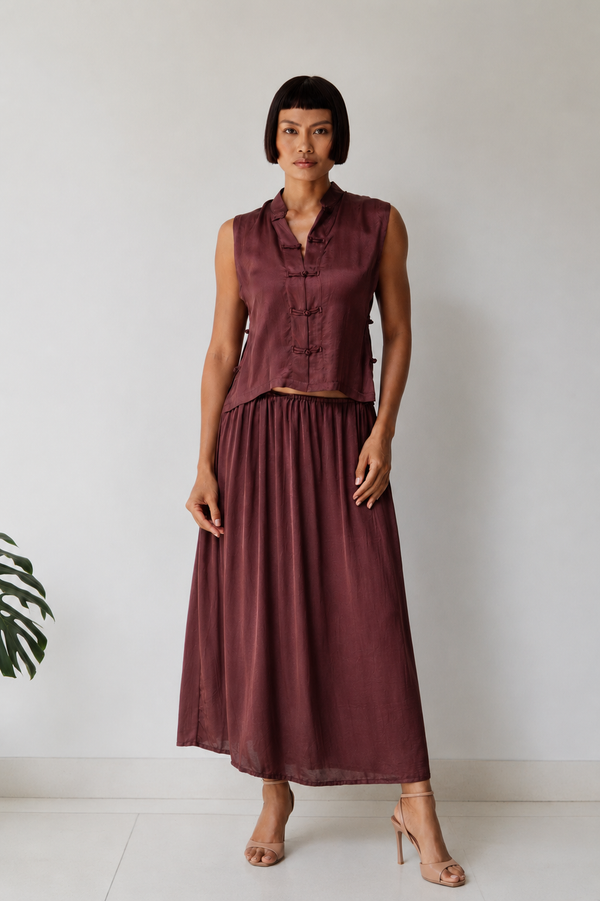 Lin Skirt — Lyocell Silk — Autumn Plum