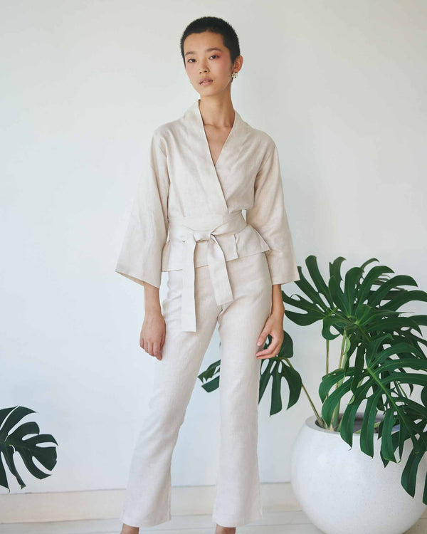 Mai Kimono Suit - Linen - Pearl Tiyara Soul Wear