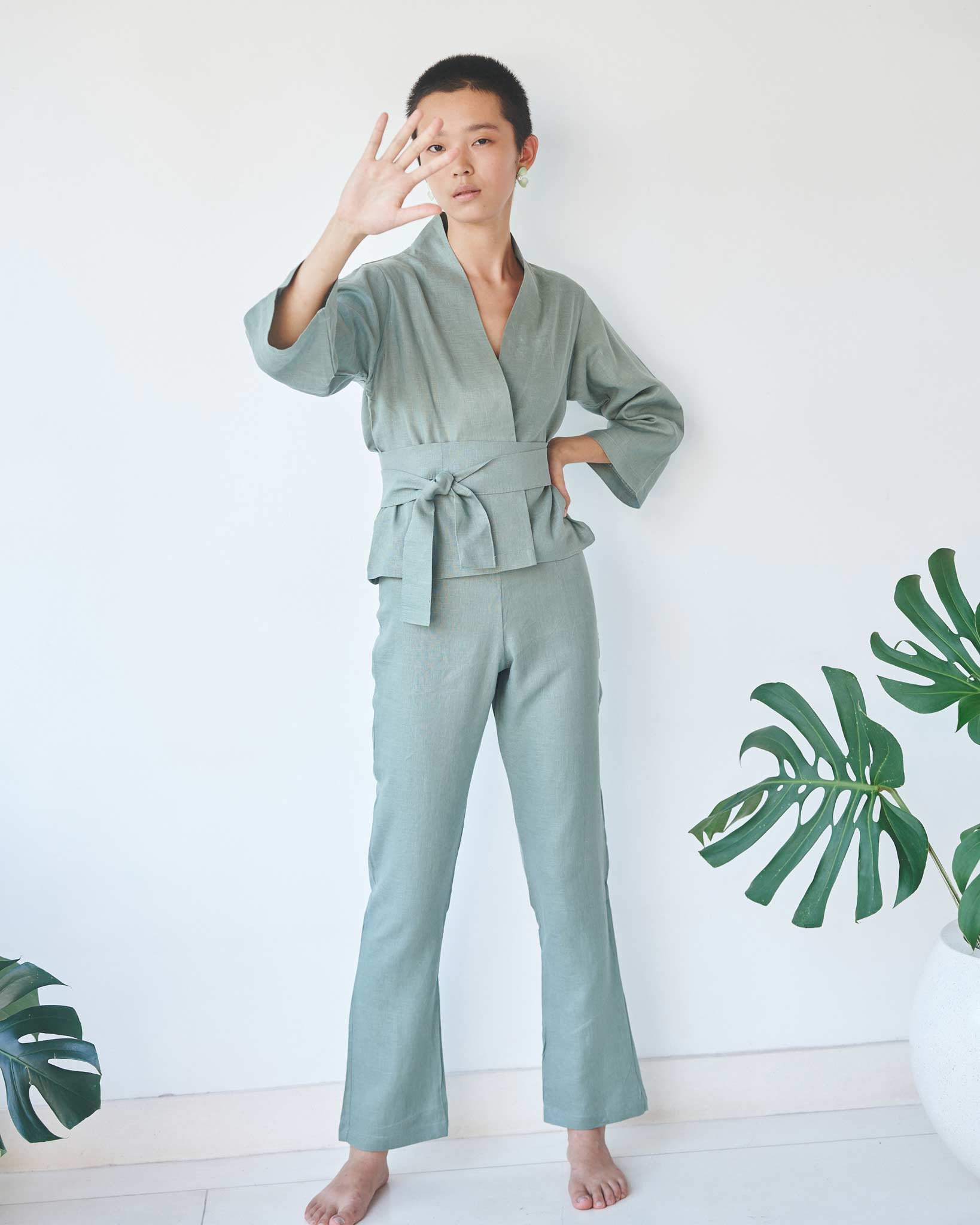 Mai Pant - Linen - Sage Tiyara Soul Wear
