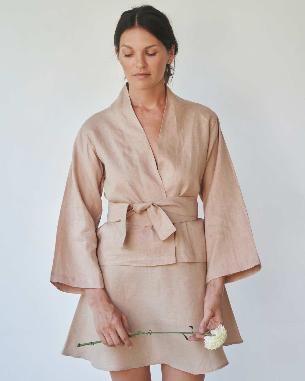 Mai Skirt, Linen, Tan, view 2