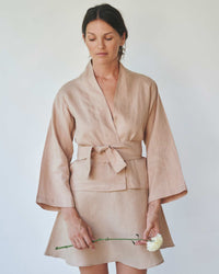 Mai Skirt, Linen, Tan, view 2
