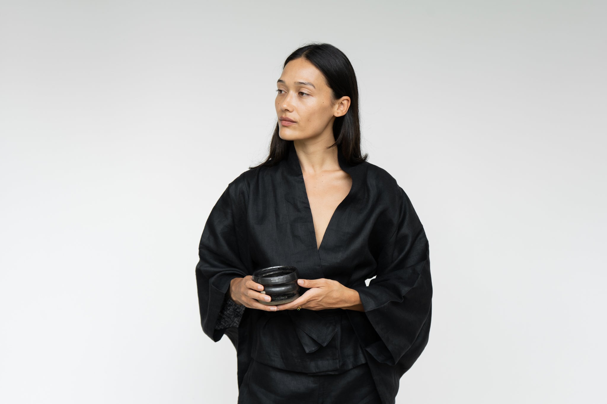 Black Kimono in Linen