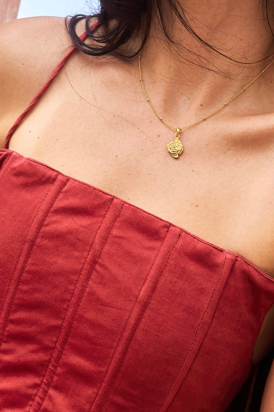 Rose of Magdalena Necklace - 18K Gold Plated Sterling Silver Tiyara LLC