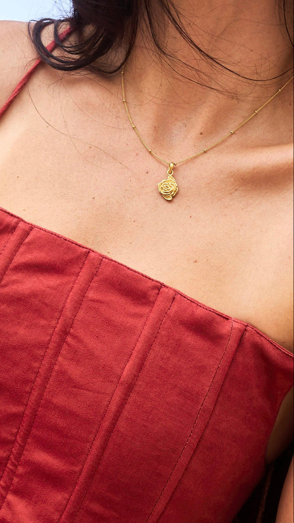 Rose of Magdalena Necklace - 18K Gold Plated Sterling Silver Tiyara LLC