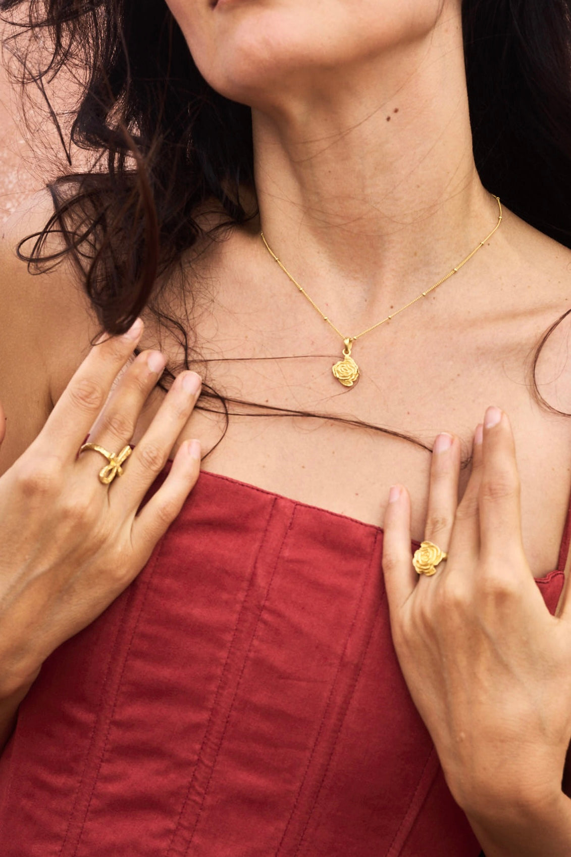 Rose of Magdalena Necklace - 18K Gold Plated Sterling Silver Tiyara LLC