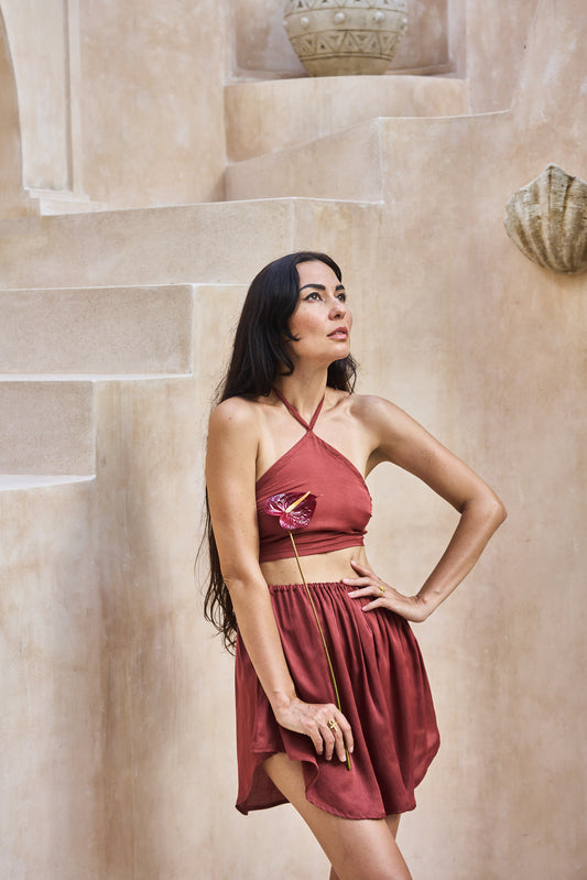 Sahara Skirt - Plant Silk - Kemet Crimson