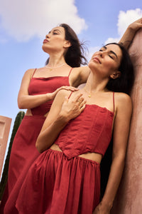 SaRa Corset, Bamboo, Kemet Crimson, view 4