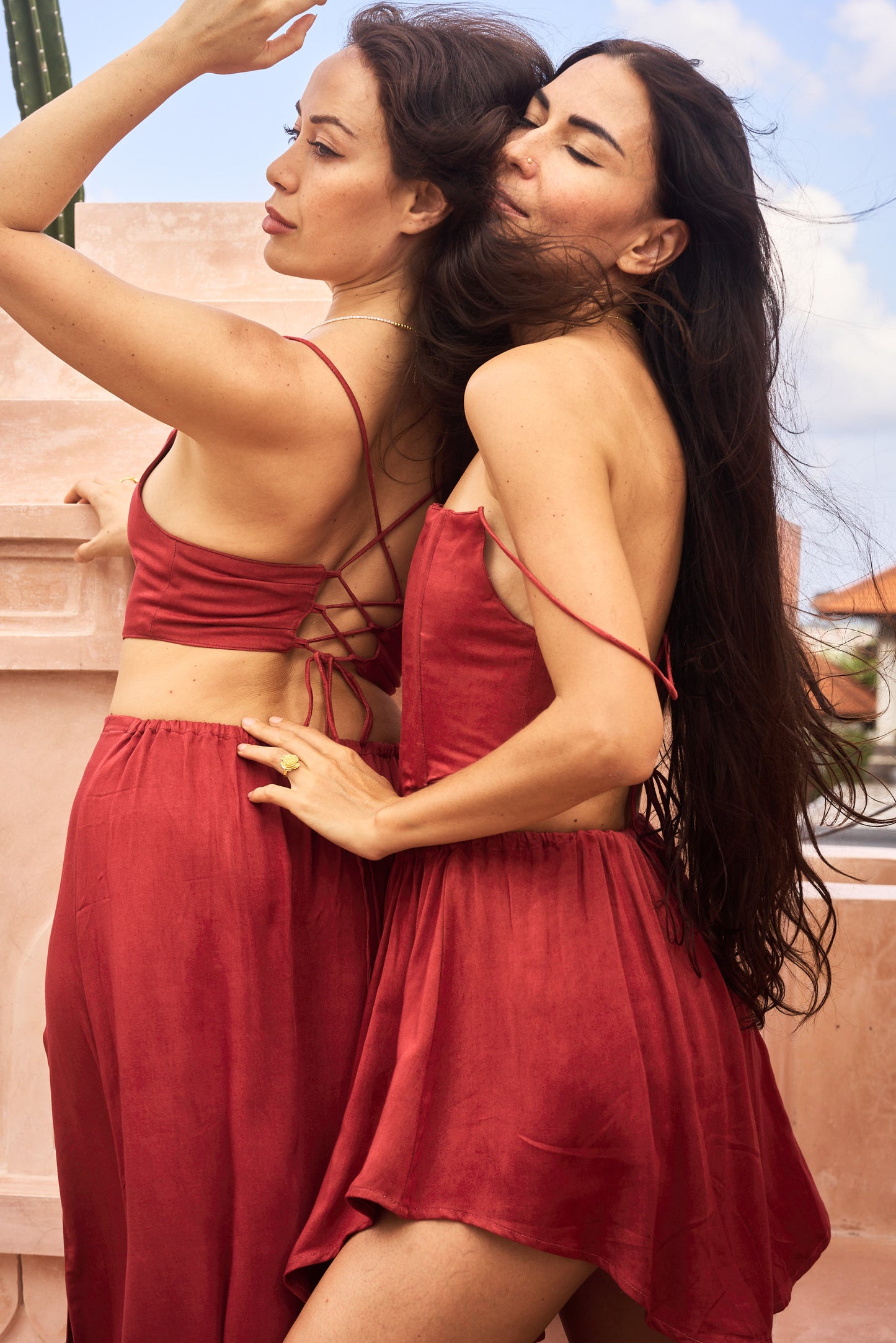 Sahara Skirt - Bamboo - Kemet Crimson