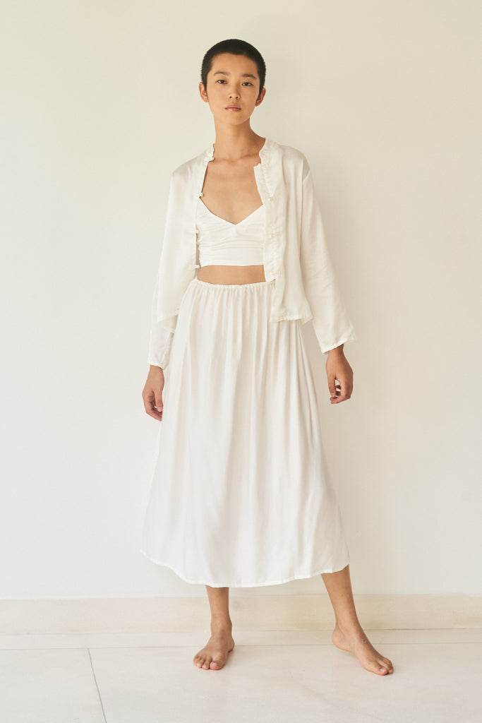 Lin Skirt - Silk Viscose - White Pearl Tiyara Soul Wear