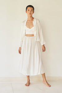 Lin Skirt - Silk Viscose - White Pearl Tiyara Soul Wear