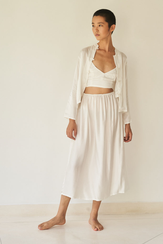 Lotus Top - Silk Viscose - Pearl White Tiyara Soul Wear