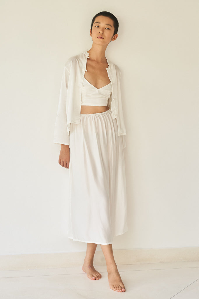 Lin Skirt - Silk Viscose - White Pearl Tiyara Soul Wear