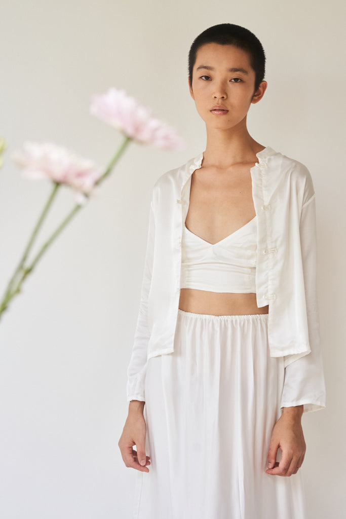 Lotus Top - Silk Viscose - Pearl White Tiyara Soul Wear