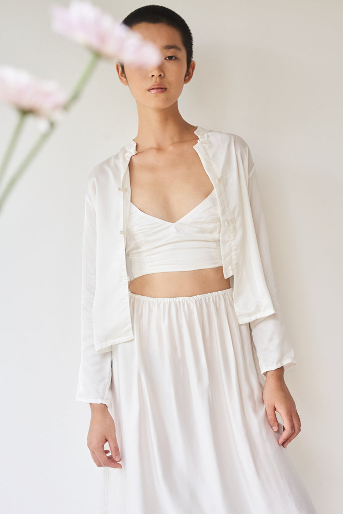 Lotus Top - Silk Viscose - Pearl White Tiyara Soul Wear