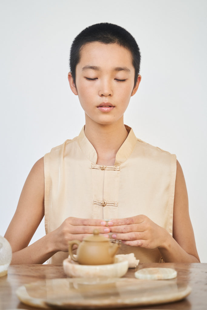 Lin Vest - Silk Viscose - Golden Pearl Tiyara Soul Wear