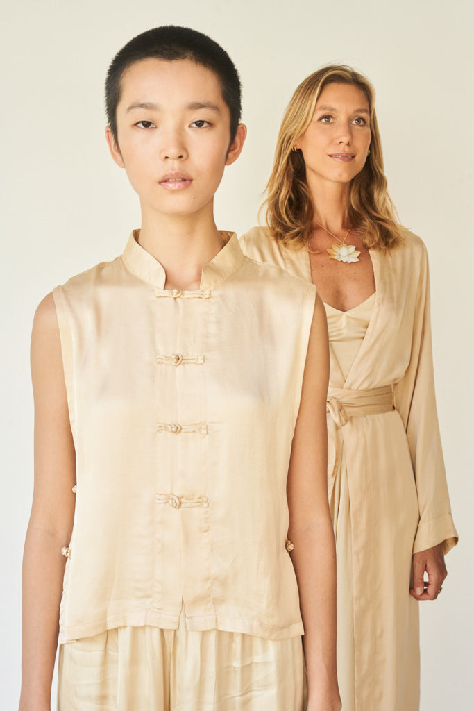 Lin Vest - Silk Viscose - Golden Pearl Tiyara Soul Wear