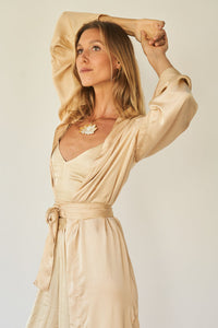 Lotus Kimono - Silk Viscose - Golden Pearl Tiyara Soul Wear