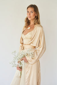 Lotus Kimono - Silk Viscose - Golden Pearl Tiyara Soul Wear