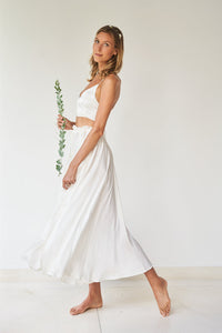 Lotus Skirt - Silk Viscose - Pearl White Tiyara Soul Wear