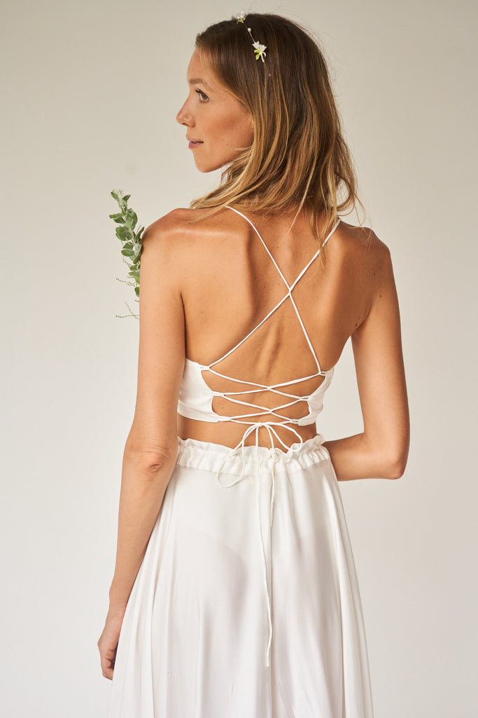 Lotus Skirt - Silk Viscose - Pearl White Tiyara Soul Wear