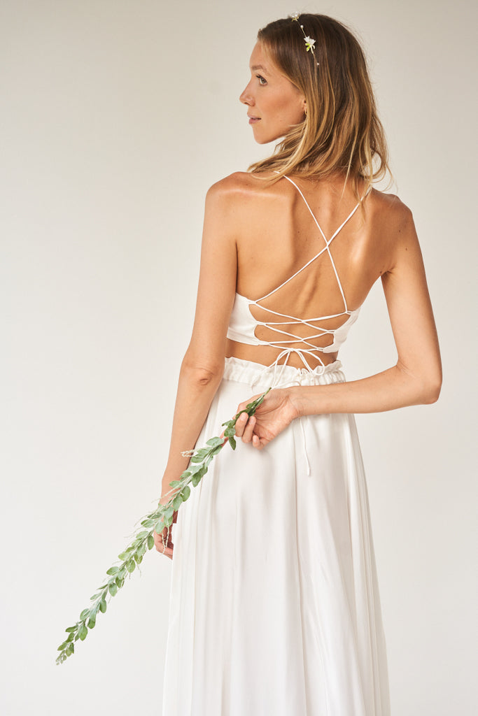 Lotus Skirt - Silk Viscose - Pearl White Tiyara Soul Wear