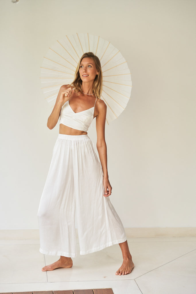Lotus Pant - Silk Viscose - White Pearl Tiyara Soul Wear