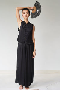 Lin Vest - Silk Viscose - Black Onyx Tiyara Soul Wear