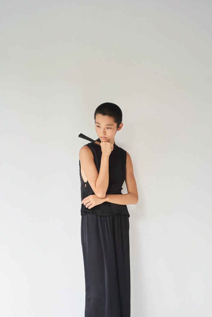 Lin Vest - Silk Viscose - Black Onyx Tiyara Soul Wear