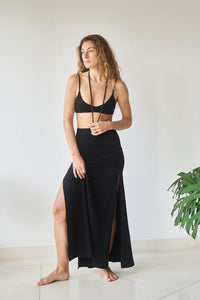 Kaili Skirt - Bamboo - Black Onyx Tiyara Soul Wear