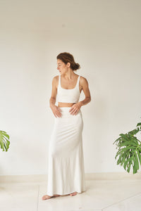 Sia Skirt - Bamboo - Pearl White Tiyara Soul Wear