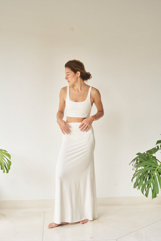 Sia Skirt - Bamboo - Pearl White Tiyara Soul Wear