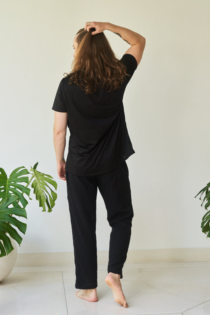 Kai Shirt, Bamboo, Black Onyx, view 3