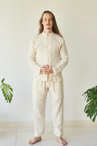 Chen Shirt, Linen Cotton, Pearl White, view 8