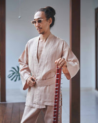 Shen Kimono, Linen, Tan, view 3