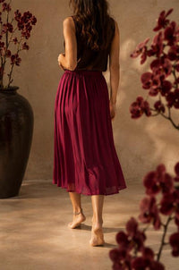 Lin Skirt — Lyocell Silk — Sacred Maroon