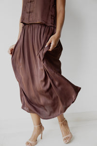 Lin Skirt, Lyocell Silk, Earth Cacao, view 3