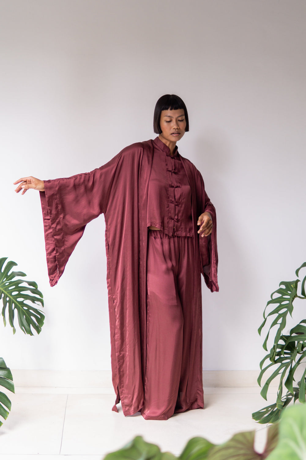 Aset Kimono, Lyocell Silk, Autumn Plum, view 4