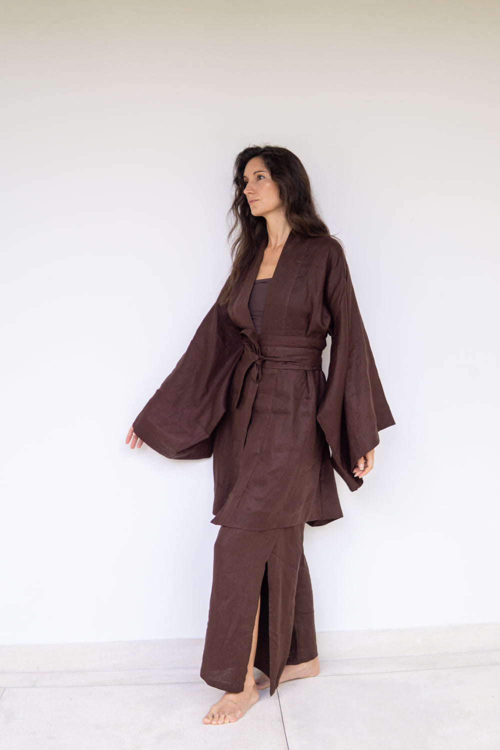Yori Pant — Linen — Brown Chocolate