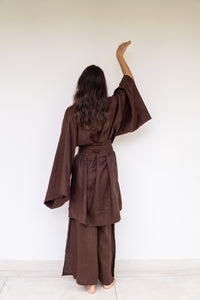Yori Pant — Linen — Brown Chocolate