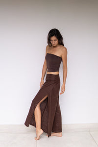 Yori Pant — Linen — Brown Chocolate