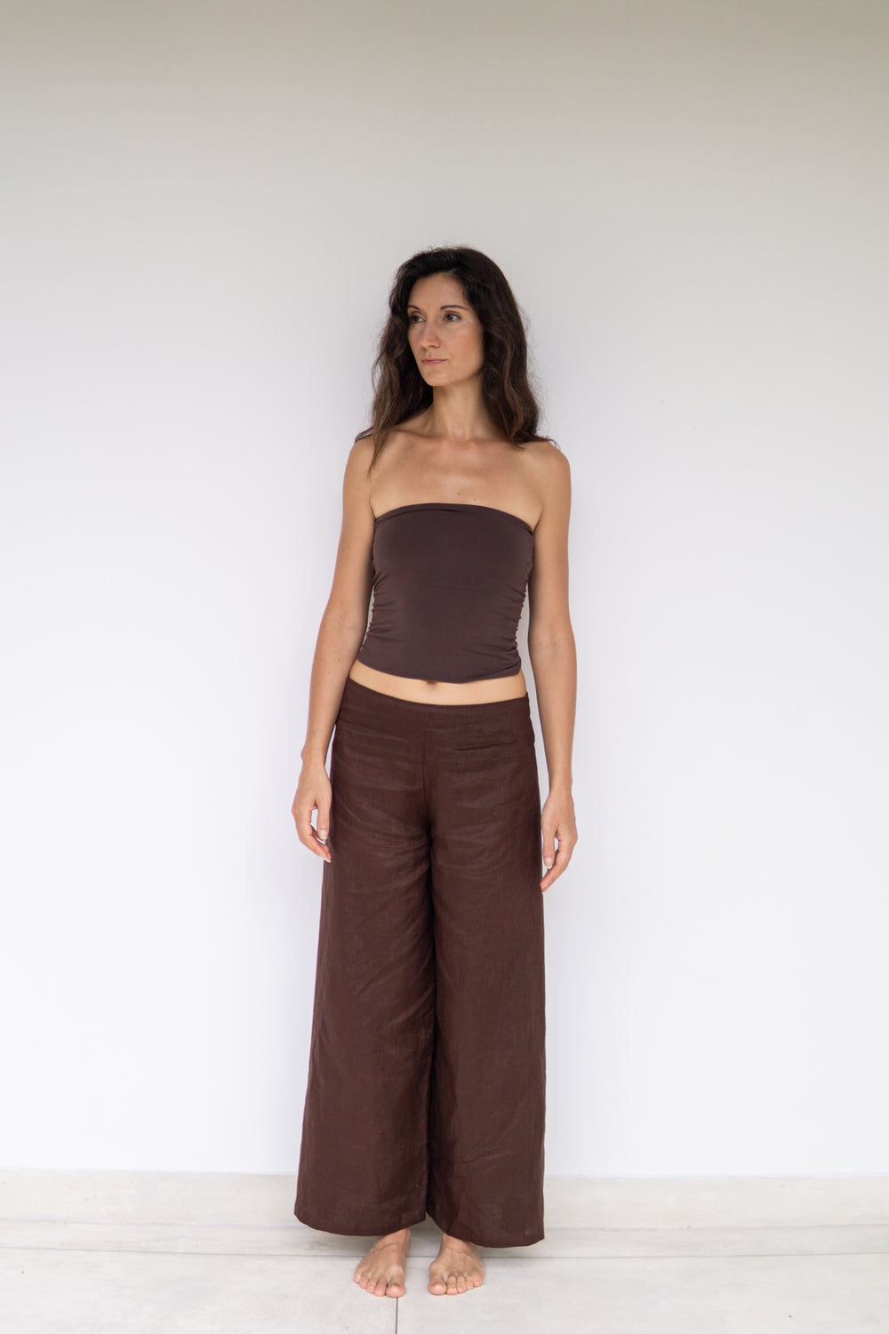Yori Pant — Linen — Brown Chocolate