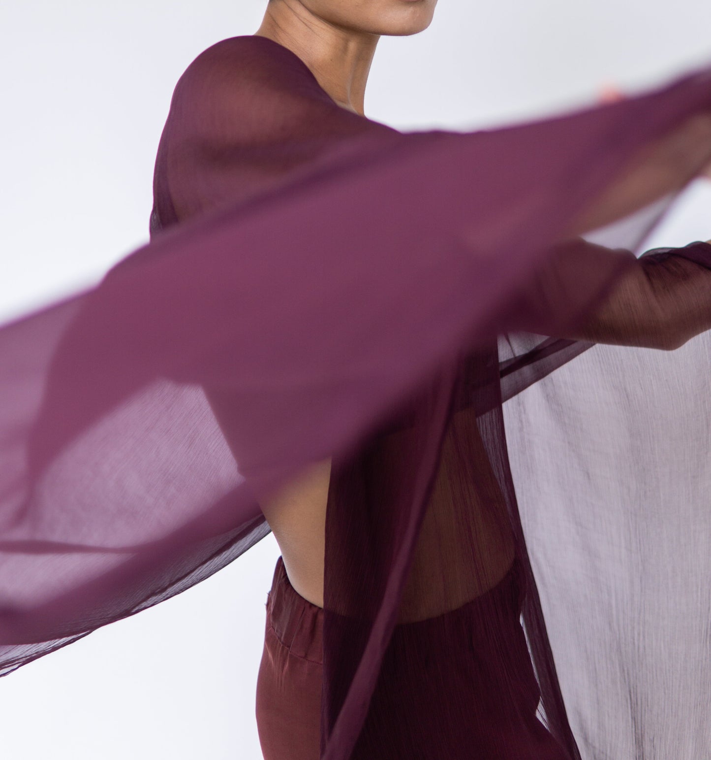Yun Poncho – Silk Crinkle – Autumn Plum