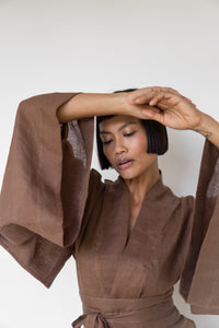 Obi Belt, Linen, Honey Brown