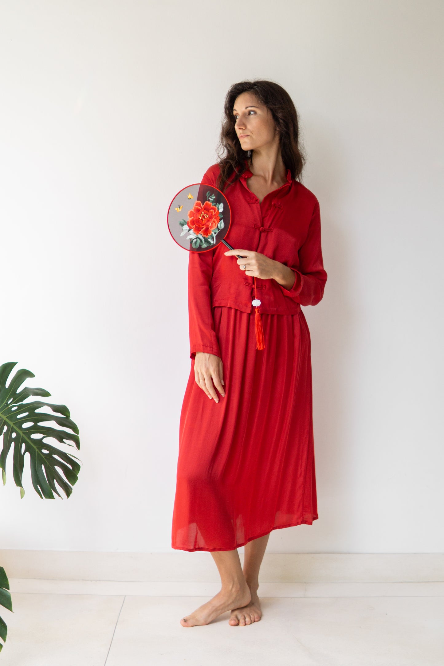 Lin Shirt – Lyocell Silk – Peony Red
