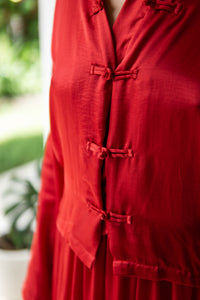 Lin Shirt, Lyocell Silk, Peony Red, view 3