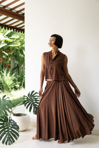 Lin Vest, Premium Rayon, Brown, view 3