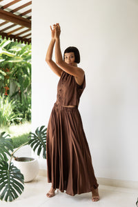 SaRa Long Skirt, Premium Rayon, Brown, view 5